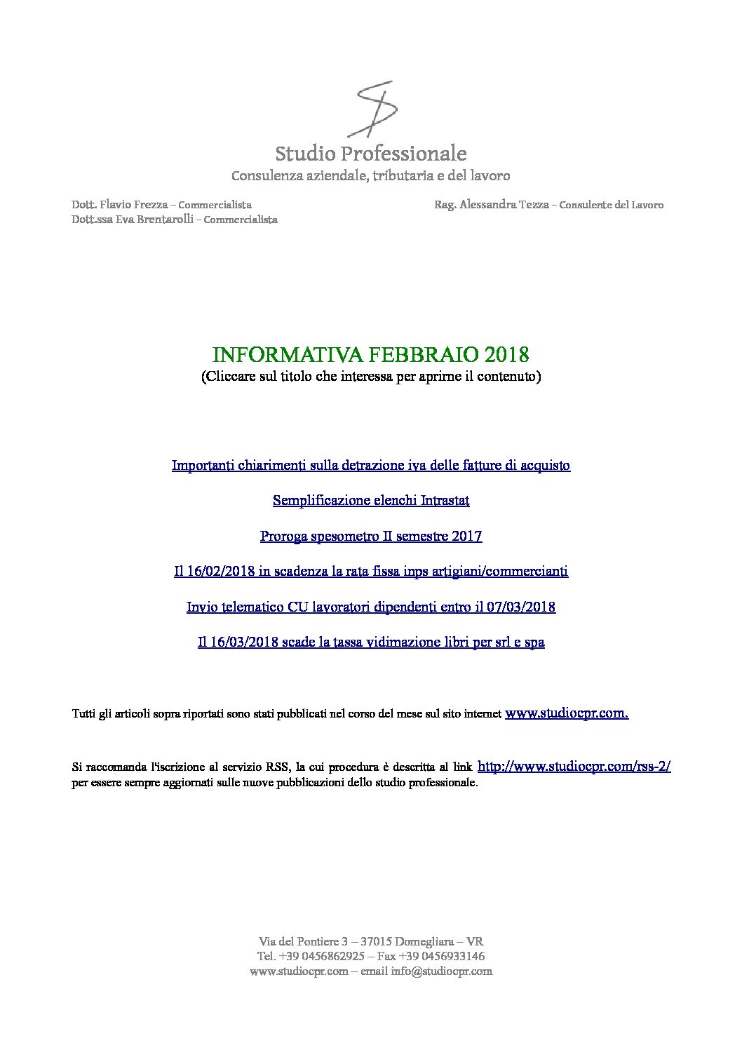 informativa febbraio 2018