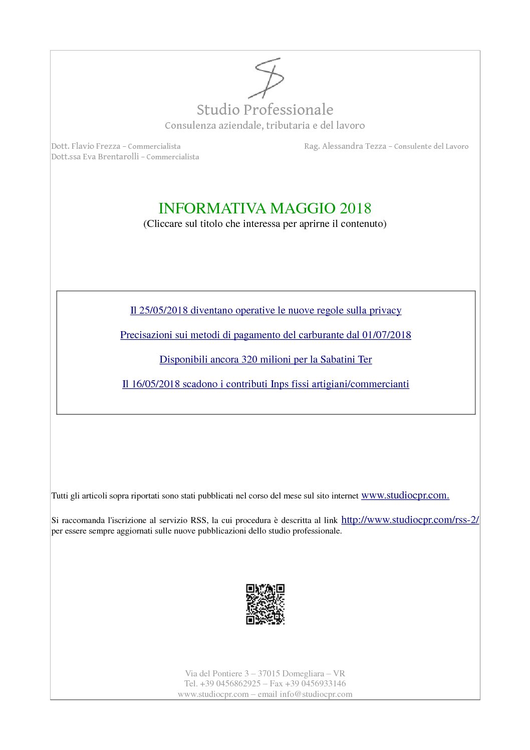 informativa MAGGIO 2018