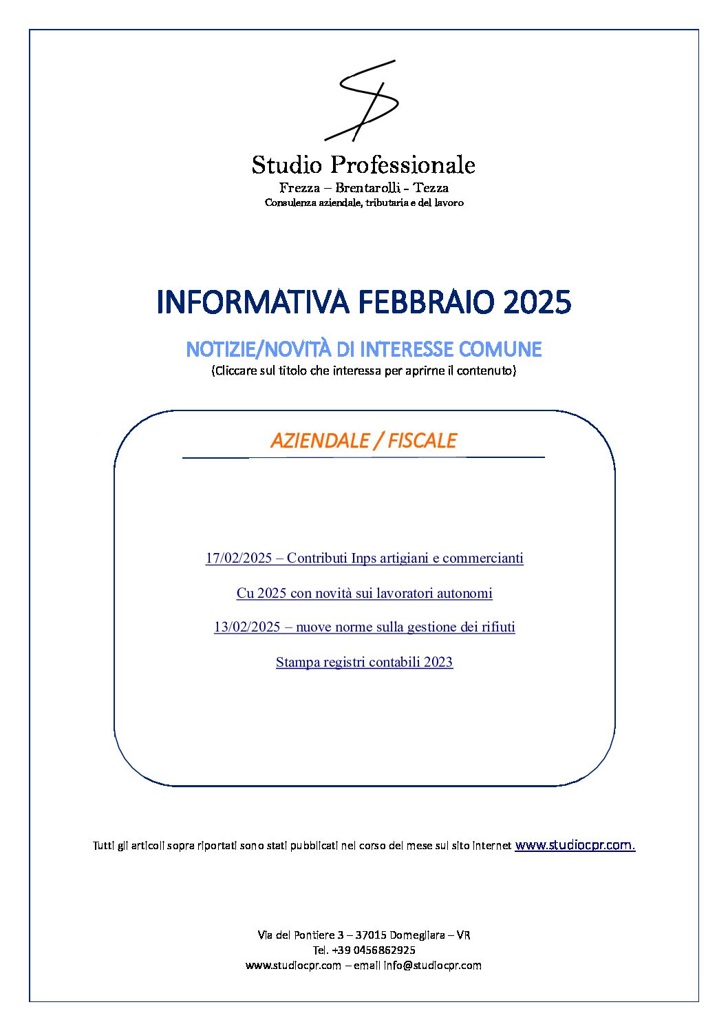 informativa febbraio 2025